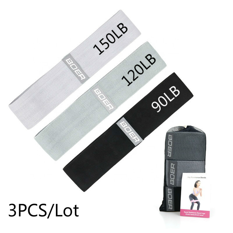 Home Gym Furniture - 3PCS Women Men Fabric Resistance Bands