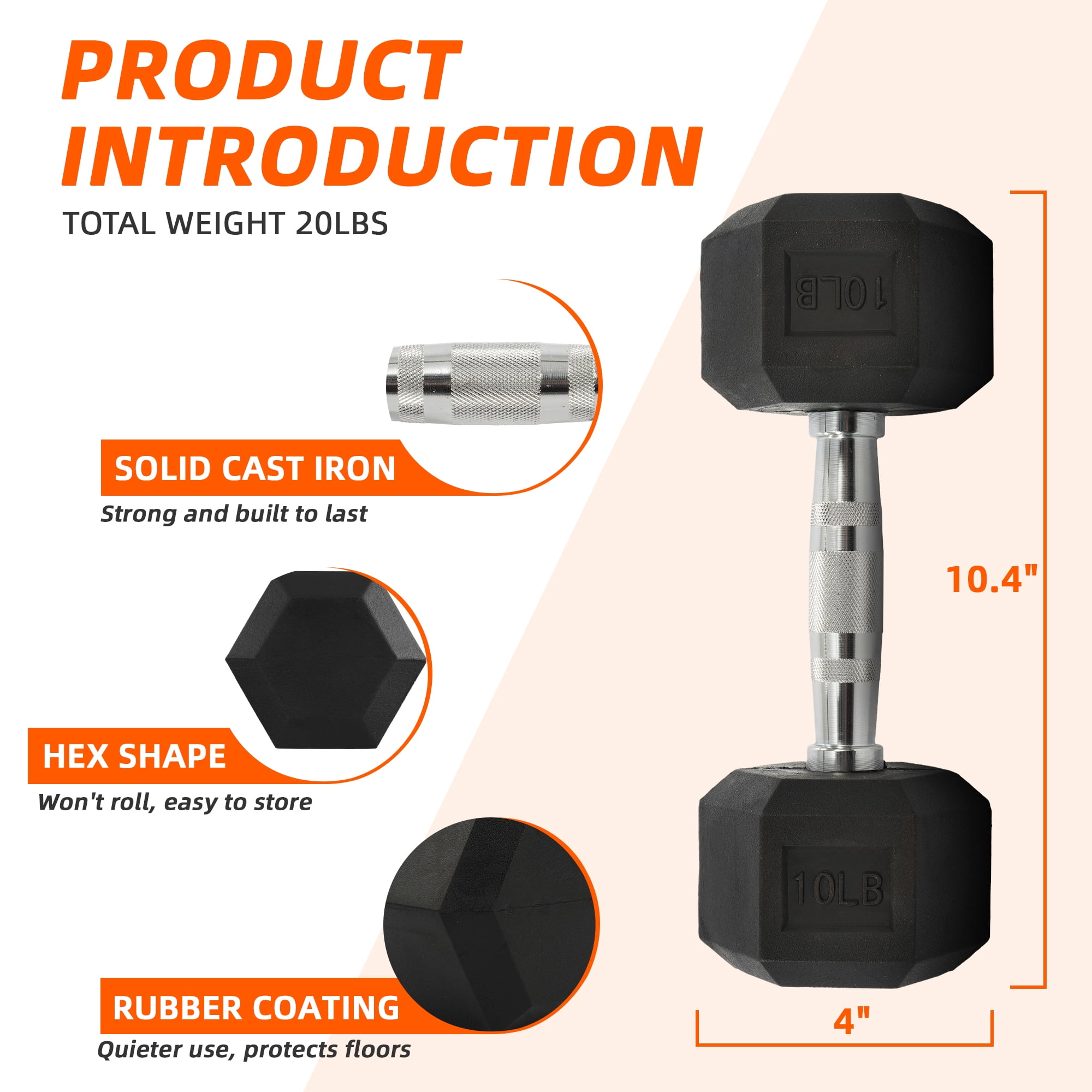 Rubber Coated Hex Dumbbell 10  - Home Gym Hack 评论和价格
