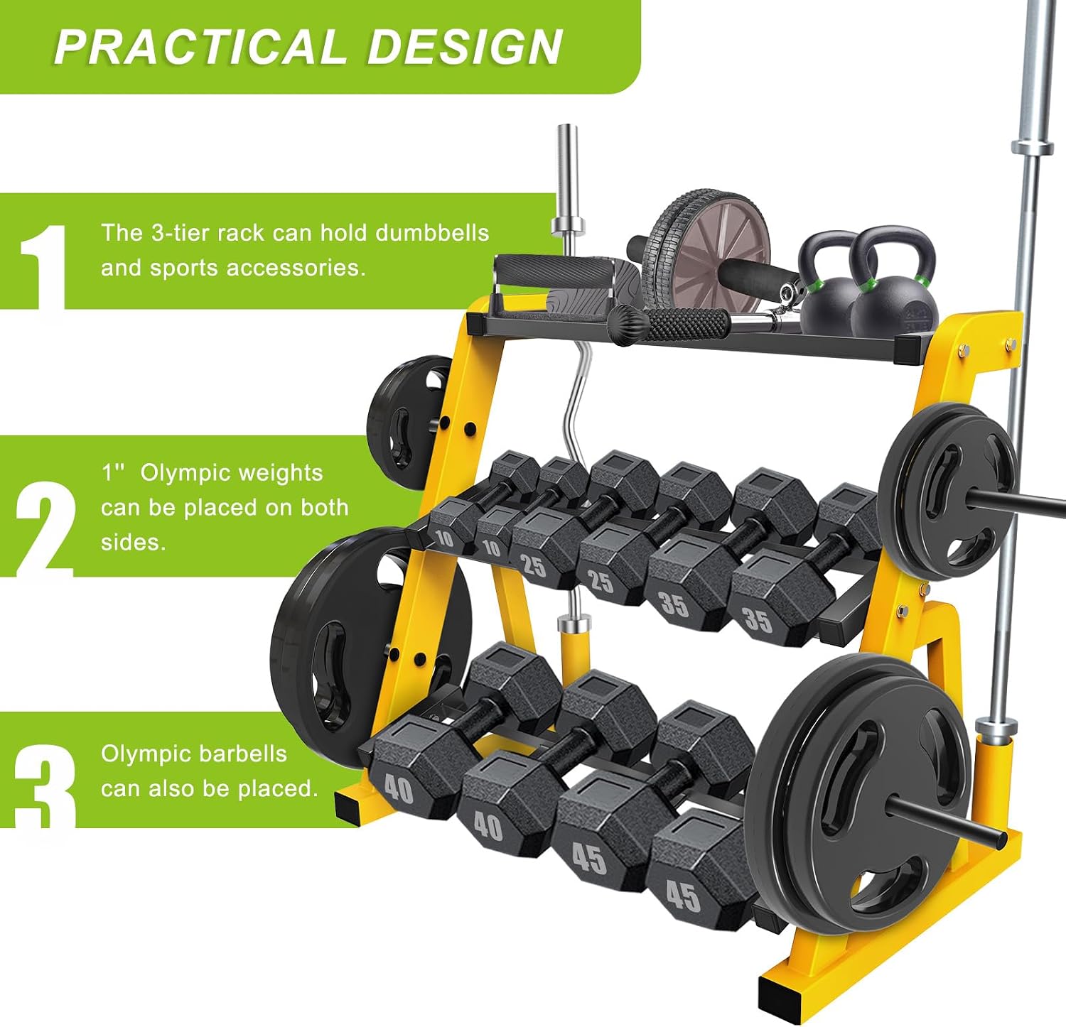 Heavy Duty Three Tier Dumbbell - Home Gym Yellow 评论和价格